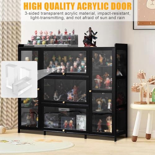 robwibw Vitrine pour Collection 53.15in Vitrine en Verre Acrylique Vitrine pour Objets De Collection Vitrine Acrylique pour Mini Figurines, Objets De Collection