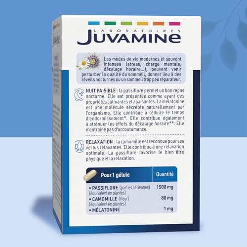 JUVAMINE Expert'Nature Sommeil Mélatonine Passiflore Camomille 60 Gélules