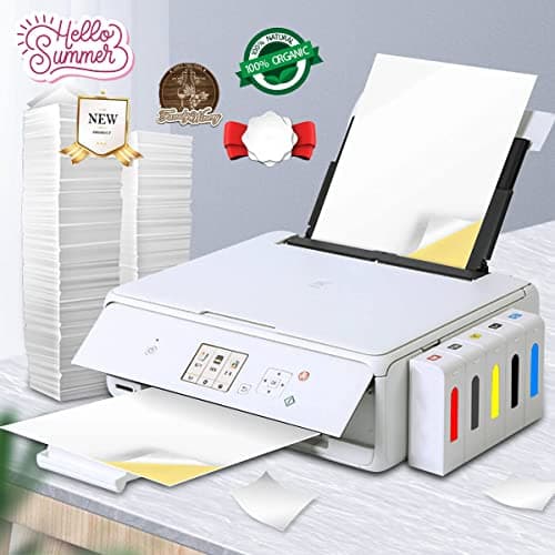 Gudotra 50 Feuilles A4 Papiers Autocollants Imprimante Blanc Étiquettes pour Imprimante Laser Jet d'Encre Étiquette Imprimable Autocollante 210 x 297 mm