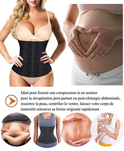 Chumian Gaine Amincissante pour Femme Invisible Ventre Plat Corset Minceur Serre-Taille Body Sculptant (Noir, S)