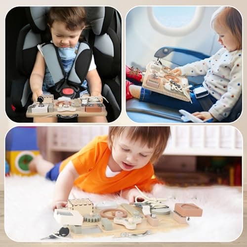Joyreal Busy Board Montessori - Planche Activité Montessori 1 2 3 Ans Tableau Activité Sensoriel Parcours Motricité Bébé Jeux Educatif Jouet Enfant pour Garcon Fille