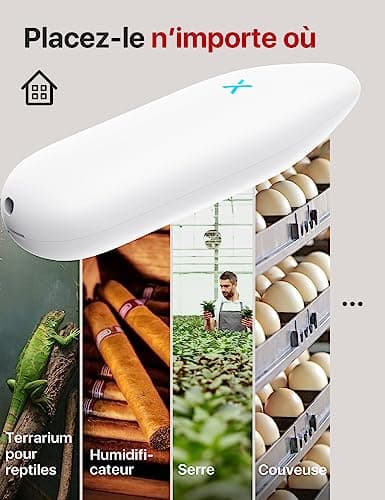 X-Sense WiFi Thermomètre Hygromètre Intérieur, Smart Moniteur de la Température et de l'Humidité avec Alertes sur l'App, Exportation Gratuite des Données Stockées, Compatible avec Alexa, STH55