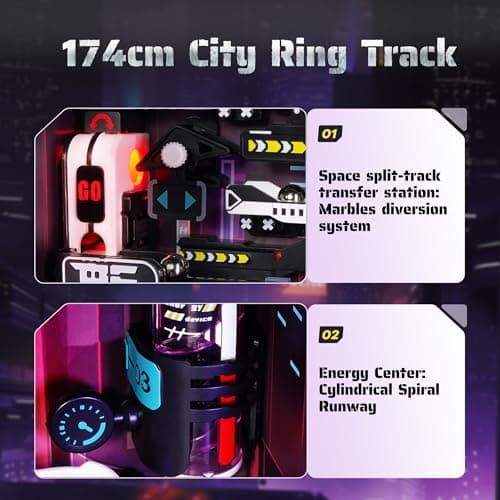 ROBOTIME Puzzle 3D Maquette a Construire Future City Circuits de Billes, LED Obscurité Lumineuse, Cadeaux Décoration pour Hommes, MR02S
