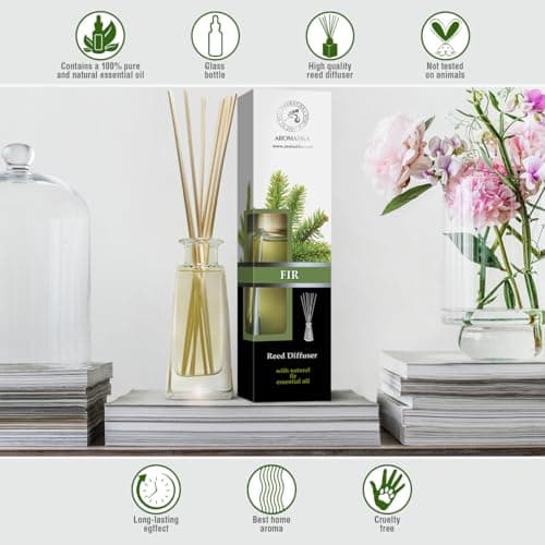 Diffuseur Parfum de Sapin 100ml - Diffuseur de Roseaux à l'huile Essentielle de Sapin - Parfum Frais et de Longue Durée - Aromathérapie - Diffuseur avec Les Bâtons - Desodorisant Maison