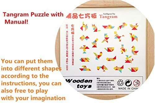OJIN 7 PCS en Bois Tangram Casse-tête Puzzle Éducatif Développement Intellectuel Jeu Enfants Jouet