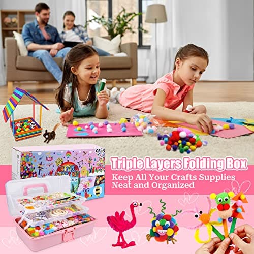 YUTUY Kit Bricolage Enfant,3000+pcs Bricolage Enfant Pipe Cleaners Crafts Set,DIY Activites Manuelles Pompons,Loisirs Creatifs,Activité Manuelle Enfant pour 4-12 Ans
