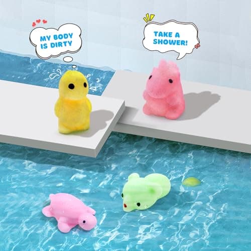 HOVIBU 50 Pièces Kawaii Mochi Squishy Toys, Mignon Mini Squishies Squeeze Animaux Jouets Anti Stress, pour Cadeau d'anniversaire, Fête d'enfant Cadeau de Noël Pâques