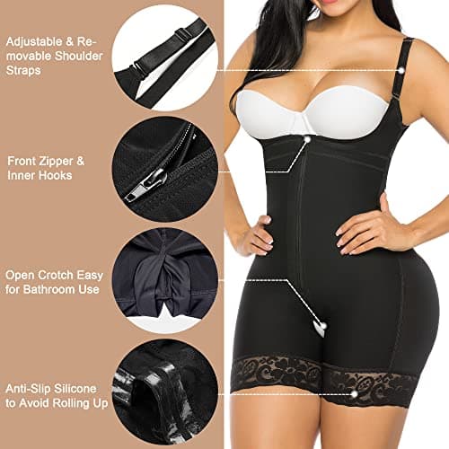 YIANNA Body Sculptant Femme Gainant Invisible Gaine Ventre Plat Shapewear Amincissante Combinaison Fajas Colombianas Corset Minceur Noir, 3XL 7212