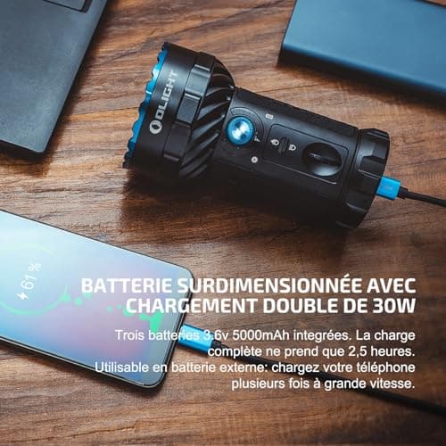 OLIGHT X7R Marauder2 Lampe Torche Tactique Puissante Max 14000 Lumens Portée Max 800 Mètres Flashlight de Poche LED IPX8 Étanche Rechargeable USB pour Extérieur et Urgence Camping Randonnée Bricolage