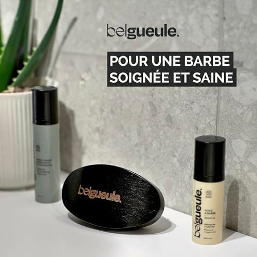Belgueule Brosse à barbe grand format soin homme- entretien la barbe et stimule la pousse- accessoire naturel pour homme, poils de sanglier et bois de hêtre