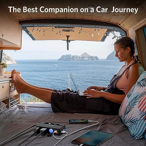 BESTEK Chargeur de Voiture 180W USB-C PD USB QC3.0, 3 Prises Adaptateur Allume Cigare USB 12V/24V avec 6 Ports USB avec Affichage LED pour iPhone Dash Cam