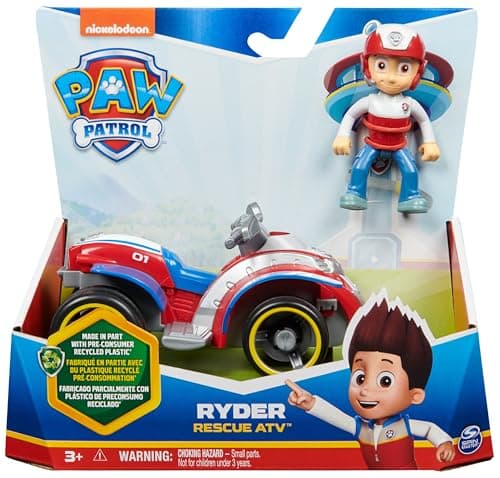 Paw Patrol - Pat Patrouille - VÉHICULE FIGURINE RYDER - Voiture 15cm Figurine Pat Patrouille À Collectionner - Pat Patrouille Jouet - Jouet Plastique Recyclé- Voiture Enfant - Jouet Enfant 3 Ans Et +