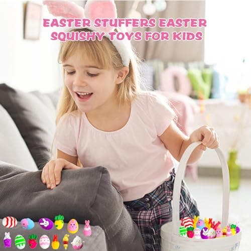 POPOYU 15PCS Pâques Kawaii Mochi Squishy Toys,Mignon Animaux Squishy Anti Stress Enfant,Mini Squishies Soft Squeeze Jouet,Cadeau Halloween Noël Pâques Anniversaire Invites Pochette Surprise Enfant