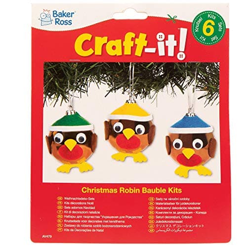 Baker Ross Kits de Boules de Noël Rouge-Gorge Que Les Enfants pourront fabriquer, décorer et Personnaliser - Activités créatives de Noël pour Enfant (Lot de 6)