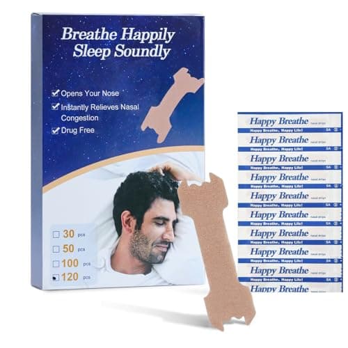 Aischens 120 Pièces Bandes Nasales Anti-Ronflement, Pas de Médicaments, Nasal Strips Patchs Nasaux Contre Ronflement pour Meilleure Respiration pendant le sommeil, Taille L (66 * 19mm)