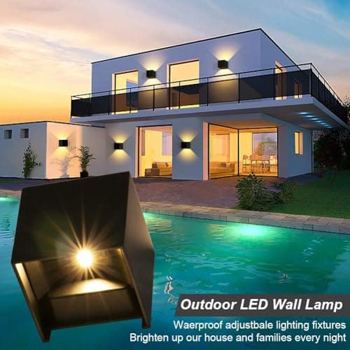 LEDMO 4 Pack Applique Murale Interieur/Exterieur Avec Angle de Faisceau Réglable 12W Appliques Murales LED 3000K Blanc Chaud NoireApplique Extérieur Etanche IP65