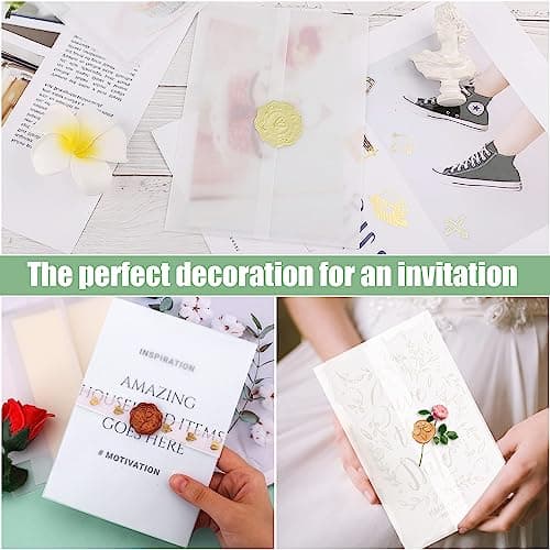 38 Pièces Couvertures d'Invitation en Vélin 13x18cm Papier Vélin Pré-Plié Veste en Papier Vélin Translucide Imprimable pour Mariage Anniversaire Pendaison de Crémaillère