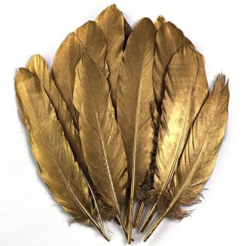 15-20 cm Lot de 50 plumes d'oie naturelles dorées pour décoration de mariage, ailes d'ange et artisanat de fées