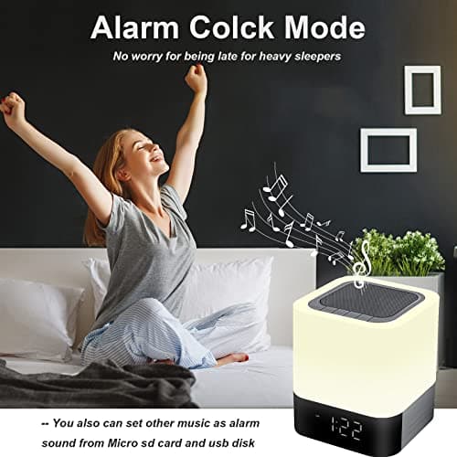 Enceinte Bluetooth Portable Enceintes Reveil Enfant Lumineux, Lampe de Chevet Chambre Veilleuses avec 48 Couleur pour Enfants Decoration Ado Chambre Salon, Idée Cadeau pour Femme Fille Homme Garcon