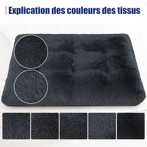 KSIIA Panier Chien Grande Taille, 90x60cm, Coussin Chien Lavable en Machine, Tissu Peluche Doux, Base antidérapante, Tapis Matelas Lit Chien Anti-Stress, Gris Foncé