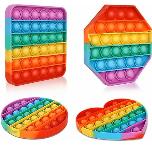 4 Pièces Push-Pop Bubble, Pop It pour Enfants, Jouet à Pousser à Bulles Arc-en-Ciel, Jouet Anti-Stress à Bulles, Pop It, Poppets en Silicone, pour Cadeaux, Soulagement du Stress, Jouets pour Enfants
