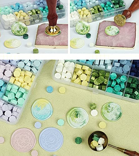 200 Pièces Perles de Cire à Cacheter 10 Couleurs Sceaux de Cire Octogonaux pour Rétro Cachetage de Timbres,Enveloppes, Invitations de Mariage,Emballage de Cadeaux (Série Violette)