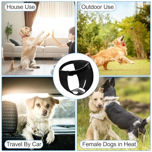 Magrimaxio Couche pour Chien Femelle, Culotte Chiennes, Lot de 3 Couches Chien Lavable avec 30 Serviettes Hygiéniques, Couche pour Chiennes en Chaleur, Culotte Menstruelle pour Chien, Noir (L)