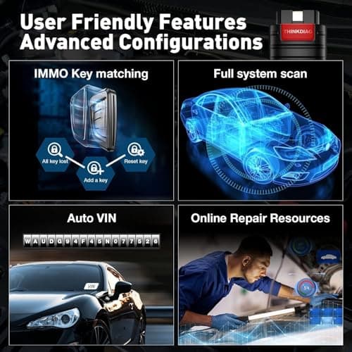 thinkcar ThinkDiag OBD II Scanner Outil d'analyse OBD II pour véhicule, Lecteur Code Voiture équipé de Fonctions de 15 réinitialisation pour Systèmes Complets,ECU Scanner,pour iOS et Android