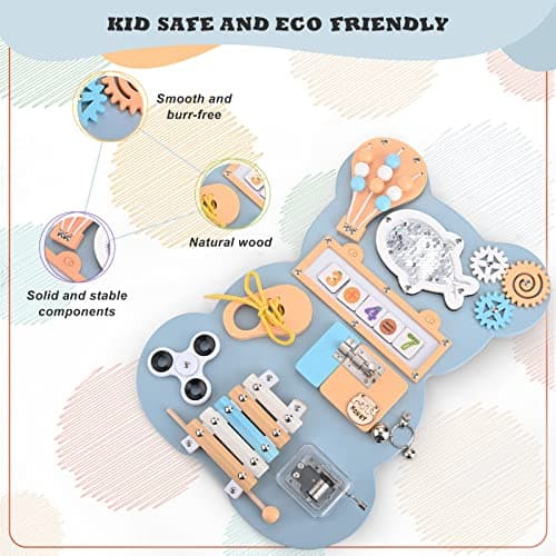 Doovasen Busy Board pour Enfants, pour Apprendre la motricité Fine et Les compétences de Base de la Vie Jouets éducatifs préscolaires Cadeau pour garçon ou Fille