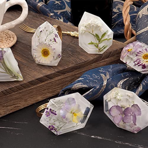Voyyphixa 6 Pièces Moule Epoxy Resin avec 6PCS Rond de Serviette, Bouchon Bouteille Moule de Coulée Geometric Spherical Resin Molds pour Moulage Crystal Gem Bijoux Décoration (Napkin Ring molds)