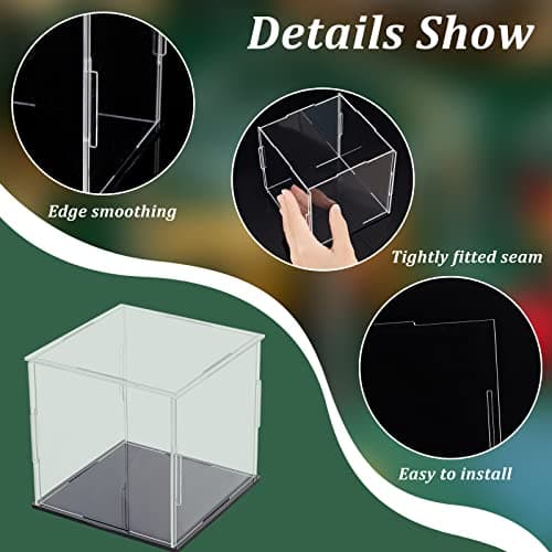 FINGERINSPIRE Vitrine Acrylique Transparente avec Base Noire Cube 11X11X10cm Boîte Transparente Auto-Assemblage Vitrine de Protection Antipoussière pour Figurines d'action Jouets de Collection