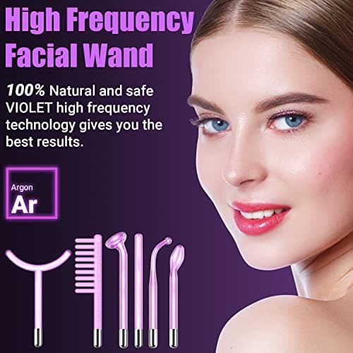 Appareil Haute Frequence Esthetique - UUPAS 6 en 1 Argon Haute Frequence Visage Baguette avec 6 Tubes