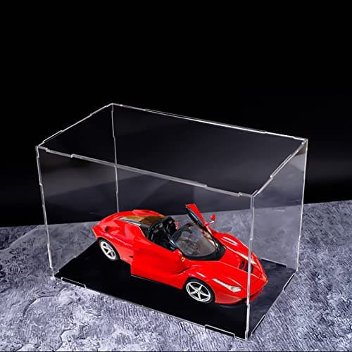 FINGERINSPIRE Vitrines de Figurines en Plastique 26x16x20.5 cm Boîte de Présentation de Figurines d'action Anti-Poussière Transparente avec Vitrine de Base Noire pour Modèles, Blocs de Construction