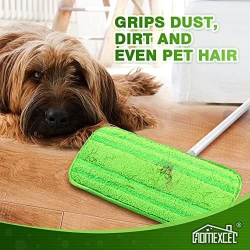 HOMEXCEL Lot de 4 serpillères en microfibre compatibles avec les balais Swiffer, réutilisables et lavables en machine, têtes de rechange pour nettoyage humide et sec multi-surfaces