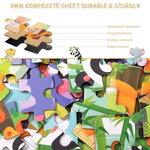 Puzzle en Magnétique pour Enfants, Animal Puzzle Montessori Jouet Livre de Puzzle Assorti en Bois, Jeuets Educatifs Cadeau pour Garçon Fille 3 4 5 Ans (Animaux)