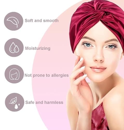 ZEACCT 1 Bonnet de Nuit Double Face, Bonnet de Cheveux Turban de Sommeil, Bonnet de Nuit en Soie, Soie de Mûrier pour Les Soins, Bonnet de Nuit Double Couche, pour Cheveux Longs, Raides et Bouclés.
