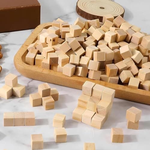 Cube en Bois 400 Pcs, Petit Cube Bois Brut 1x1x1cm, Bloc Bois Naturel, Cube Bois Bricolage, Cube Bois Naturels Blocs pour Bricolage DIY Peinture