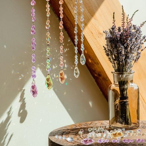 PATIKIL Pendentifs en Cristal K9 en Forme de Gouttes, Lot de 6 Perles de 38 mm pour Pièces de Lustres, Décoration d'Artisanat, Violet Clair