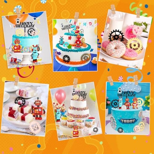 Décoration Gâteau Robot, 11 Pièces Cupcake Topper Robot, Robot Anniversaire Cake Topper, Cake Décoration Robot, Cake Topper Robot, Robot Party Gâteau Décoration, Gear Gâteau Topper