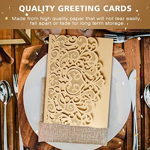 Siumir Carte Feliciation Mariage Pop Up 3D Carte Voeux Mariage avec Enveloppe Carte de Mariage Carte Cadeau pour Saint-Valentin, Anniversaire de Mariage (L'or)
