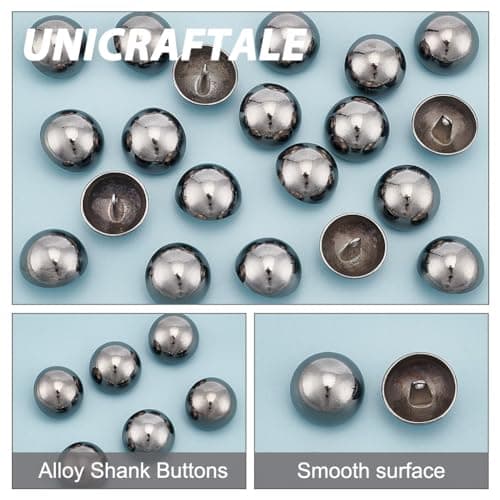 UNICRAFTALE 20 pièces Boutons à Tige en Alliage à 1 trous Boutons à Tige Demi-Ronde Boutons à Tige en Dôme Noir Boutons de Couture Métal pour Hommes Femmes Boutons de Vêtements pour Bricolage