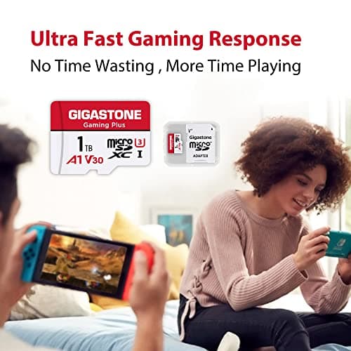GIGASTONE Carte mémoire Gaming Plus Series de 1 to jusqu'à 150/120 Mo/s pour Nintendo Switch, Steam Deck, Console de Jeu, vidéo 4K A1 V30 U3 MicroSDXC avec Adaptateur SD.