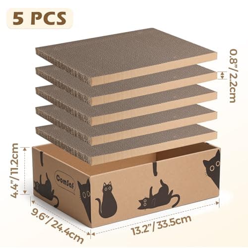ComSaf Griffoir pour chat, 5 couches, griffoir en carton ondulé, boîte à griffer réversible pour chat, lit en carton, jouer, dormir