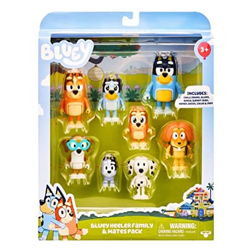 BlueY - Coffret de 8 Figurines – La Famille et Les Amis de (5,3 à 8,3 cm)