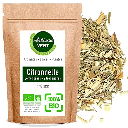 Feuilles de Citronnelle séchées -100% végétal , naturel Artisan du Vert (100g)