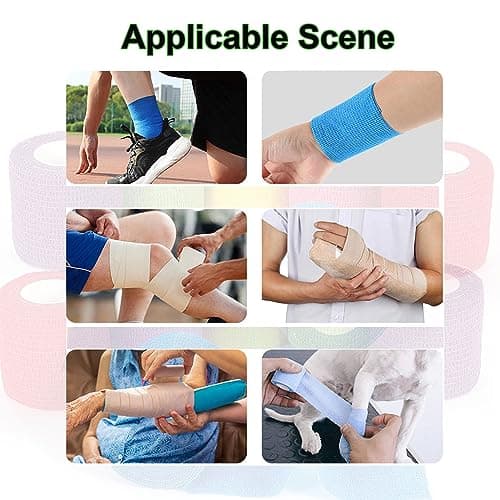 ANAMPION Bandage Autoadhésif, 5cm x 4.5m Bande Cohesive pour Les Humains Et Les Animaux, Bande Strapping Adhésif pour Gonflement Des Chevilles, Sports, Animaux (Noir, 24 Rouleaux)