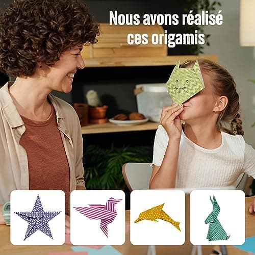 Craft Sensations Papier Origami Couleur 15 x 15 cm – 180 Feuilles d'Origami avec 9 Designs Différents Kit de Bricolage Enfant - Avec Instructions