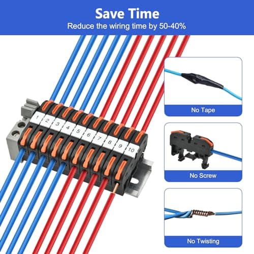 40 Pièces Kit de Bornier de Rail Din Electrique, Bornes à Vis pour Rail Din, Noir Bornier de Connecteur de Rail pour Projets de Bricolage CâBlage Rapide Enfichable