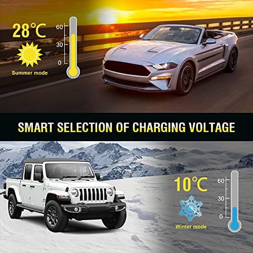 URAQT Mainteneur de Chargeur de Batterie Intelligent 8A 12V/24V avec LCD Tactile Écran Protections Multiples de Réparation pour Voiture, Camion/AGM/Gel/Wet/SLA