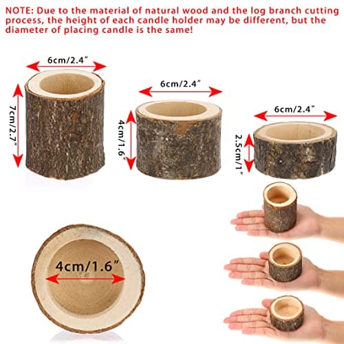 SUMTree 12 pcs bougeoir en Bois Chandelier Votive Support de Bougie décoration pour Maison,Table,Mariage (Hauteur 2,5CM+4CM+7CM)